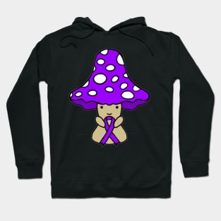 Mushroom holding a big Awareness Ribbon (Purple) Hoodie